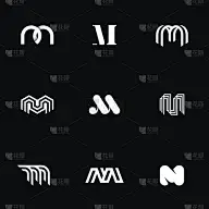 品牌名称,英文字母m,极简构图,信函,商务,几何形状,字母,模板,现代,线条画