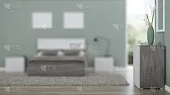 卧室,三维图形,室内,墙,现代,绿色