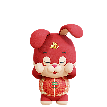 三维渲染中国农历传统新年卡通兔子3D插画...