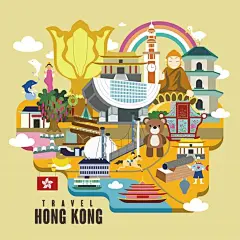 香港旅游建筑海报设计
