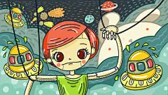 涂鸦机器人太空插画动漫海报