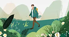 手绘小清新春天踏青插画高清素材 卡通手绘 小清新 手绘插画 旅行 春天 踏青 免抠png 设计图片 免费下载