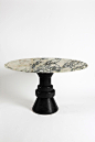21st Century Green Marble Round Dining Table with Sculptural Wooden Base For Sale 4