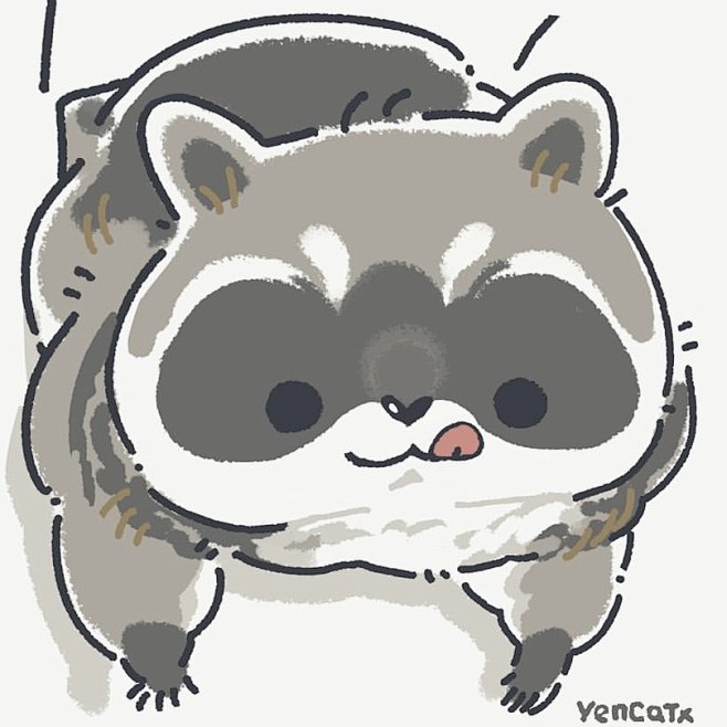 插画师yencatx 小浣熊 插画 头像