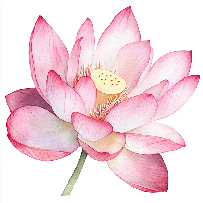 中国风民族风水墨画工笔画莲花荷花