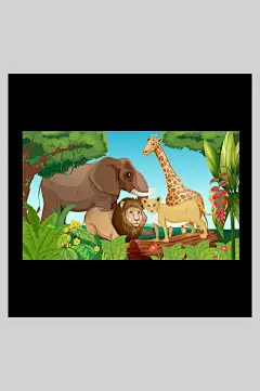 大象创意高端大气清新动物园插画-众图网