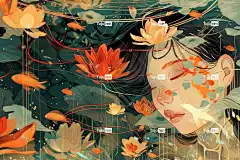 Ai产生的 女士 莲花 亚洲风格 自然 背景 花朵 美丽 设计