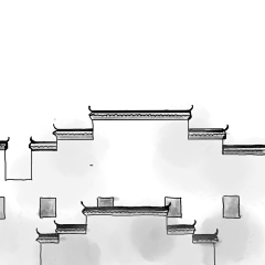 江南山水水墨徽派建筑房屋PNG素材