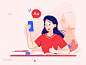 diligent study study abroad illustrator girl studysoup learning time