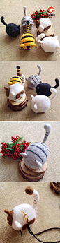 Handmade needle felted felting cute animal project cat kitten doll toy: 