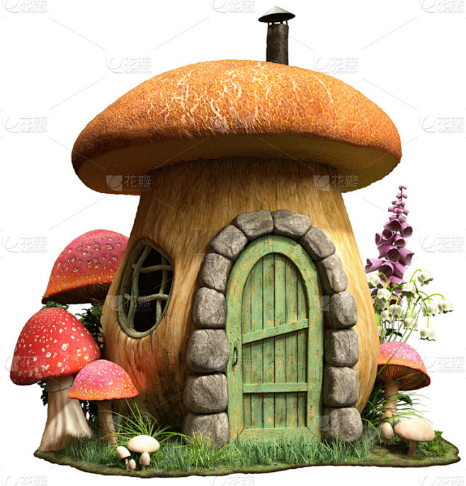 蘑菇,绘画插图,房屋,三维图形,毒蘑菇,...