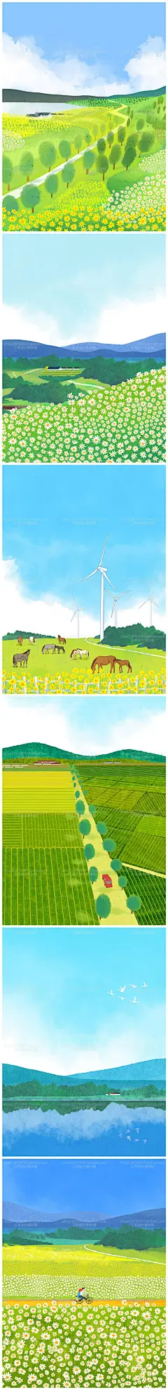 CY00318春夏文艺清新旅游清新自然春天背景大自然手绘插画PSD海报-淘宝网