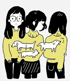 小狗和女孩免抠素材_新图网 https://ixintu.com 创意 卡通 女孩 小狗 手绘 插画 毛衣