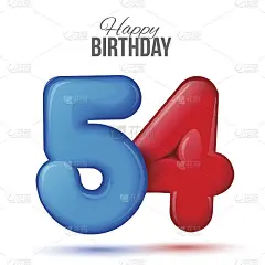 生日贺卡模板与光滑的54型气球