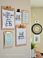 Try putting inspirational messages on clipboards and hanging them on the wall. | 29 Impossibly Creative Ways To Completely Transform Your Walls: 