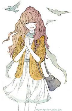 瓜子脸女生唯美插画004