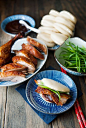 Chinese Steamed Lotus Leaf Buns with Peking Duck