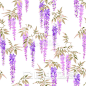 无缝的水彩图案，一簇簇浅紫色的紫藤花。 - 图虫创意图库正版图片,视频,插图,微博微信公众号配图,自媒体素材