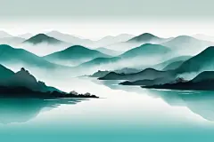 典雅唯美中国风水墨山水画装饰插画
