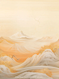 东方美学-国色橙|国风山水风景背景图