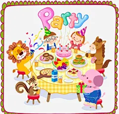 卡通动物欢送会免抠素材_新图网 https://ixintu.com paty 动物 卡通的 可爱的 手绘的 欢送会 聚餐 装饰