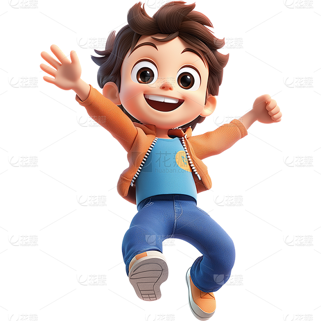 人物系列-通用-3D男孩卡通人物贴纸 
