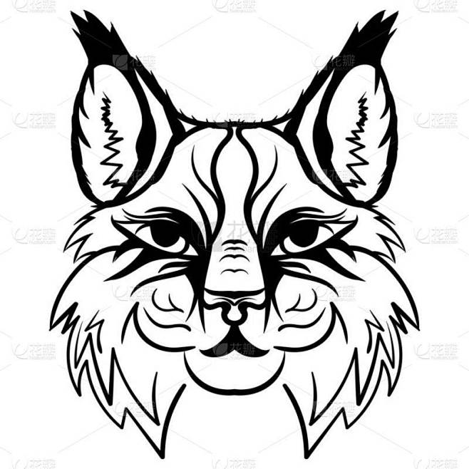 猞猁头像矢量图形单色
