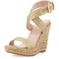 Women's Alex Crochet Ankle-Wrap Wedge@北坤人素材