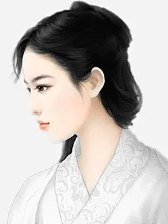 白衣明媚女子古风手绘免抠素材 平面电商 创意素材 png素材