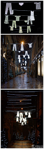 照明设计杂志：#与光有关#【昨天，今天，明天】设计师使用了灯光作为了他们的工具，同时把城市比作画布，这三部作品在2010年米兰LED灯光庆典中与时间概念，回忆以及现代性形成了反比。意大利设计师fabio novembre通过LED灯具重新缔造了一种形式：衣服被悬挂在晒衣绳上并照亮着每条街道。关注@照明设计杂志