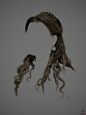 Clementine's hair, Georgian Avasilcutei : Made this hair for my newest real time project(Clementine from Westworld) but being curly it's almost impossible to go low on the polycount so I've ended with a hair that is quite heavy on the polycount but looks 