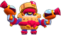 Darryl : Darryl is a Super Rare Brawler who has high health and a high damage output. He attacks by shooting shotgun shells that deal very high damage at close-range. His Super allows him to roll for some distance, damaging enemies and bouncing off walls.