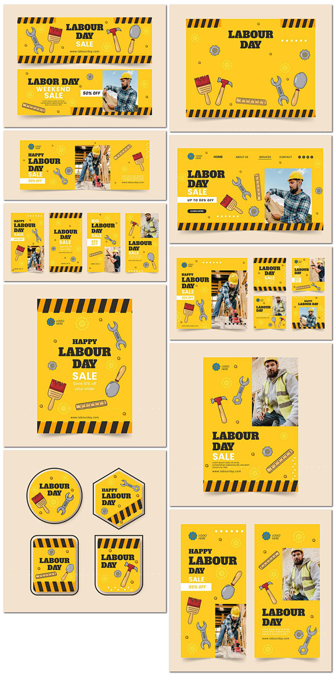 工地工人工业维修工具安全生产建筑劳动节创...