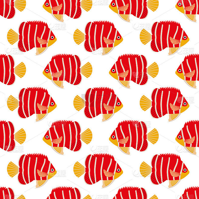 Vector seamless pattern with fish. Creative design