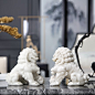 新中式石狮子一对小号摆件样板间家用镇宅辟邪家居装饰石雕工艺品