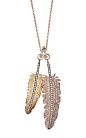 Pink Gold And Diamond Feather Necklace: 