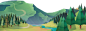 卡通山扁平化城市乡村立体远山png背景图