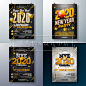2020跨年海报酷炫黑金新年跨年圣诞节朋克派对海报矢量图设计素材-淘宝网