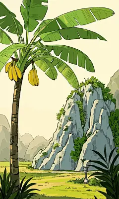 香蕉树矢量插画图形元素