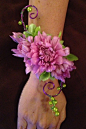 Wedding, Prom Flowers.  Wrist or pin-on corsage.  Purple and green