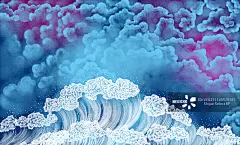 绘本插画组图3000幅-乌云波浪_创意图片