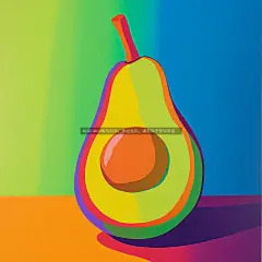 一幅波普艺术风格的牛油果插画配有250209_1
