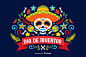 Colorful dia de muertos background in flat design
