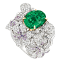 Dior 'PRÉCIEUSES' TRÈFLE RING: White gold, yellow gold, diamonds, emerald and purple sapphires.