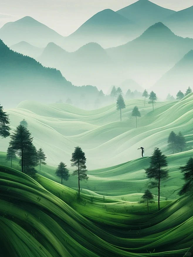 Midjourney 壁纸·绿野｜插画治愈 - 小红书-花瓣网