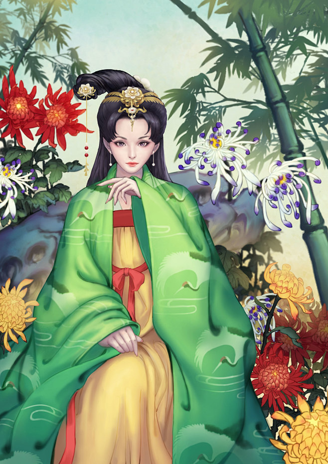 竹林菊花