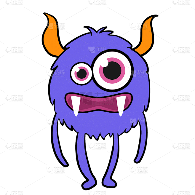 撞色简笔画动物怪兽贴纸-SVG6