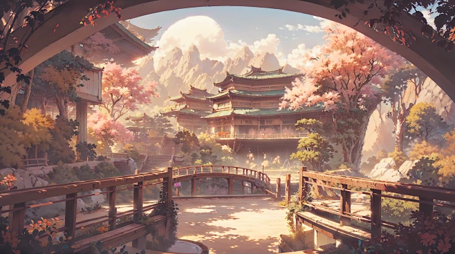 AI古风亭台楼阁建筑场景图集 影视游戏概念设定素材 背景插画设计-淘宝网-花瓣网