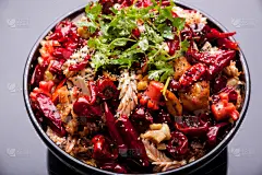 香料,蔬菜,波特派,充满的,餐具,水平画幅,无人,膳食,海产,酸奶