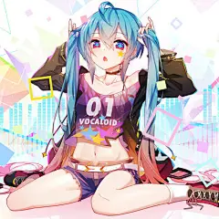 miku 马尾插画图片壁纸